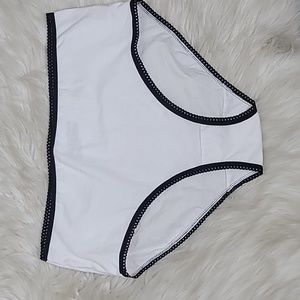 Panty Size Large White Black Trim Hip Hugger Brand New Cotton Everyday Basic